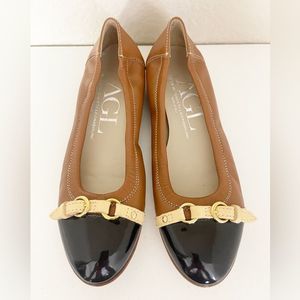 AGL tan and black patent leather Ballet flat 38.5/8.5